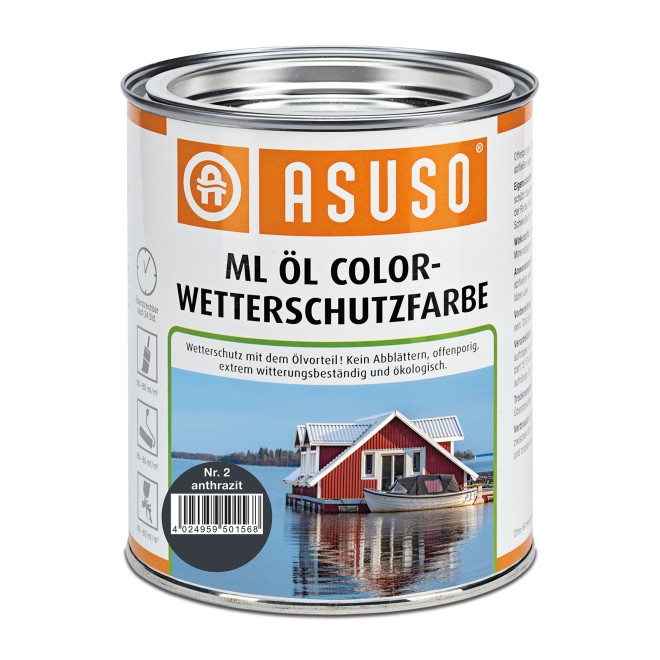 Asuso ML Öl Color-Wetterschutzfarbe, Farbe: anthrazit, Gebinde: 750 ml