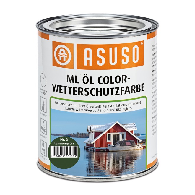 Asuso ML Öl Color-Wetterschutzfarbe, Farbe: Tannengrün, Gebinde: 750 ml