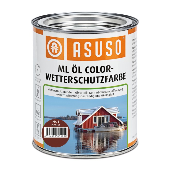 Asuso ML Öl Color-Wetterschutzfarbe, Farbe: braun, Gebinde: 750 ml