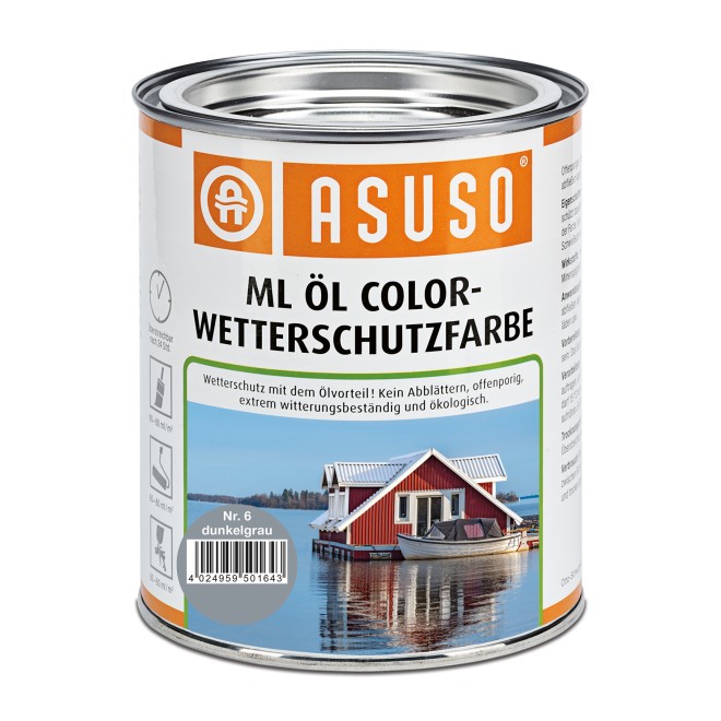 Asuso ML Öl Color-Wetterschutzfarbe, Farbe: dunkelgrau, Gebinde: 750 ml