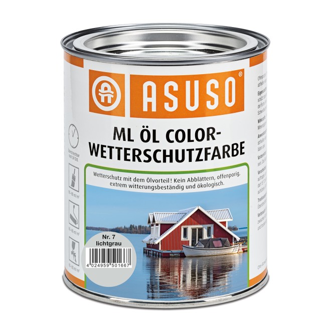 Asuso ML Öl Color-Wetterschutzfarbe, Farbe: lichtgrau, Gebinde: 750 ml
