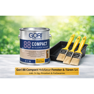 Gori 88 Compact Holzlasur – Aktions-Set 5 L inkl. Pinselset & Wanne